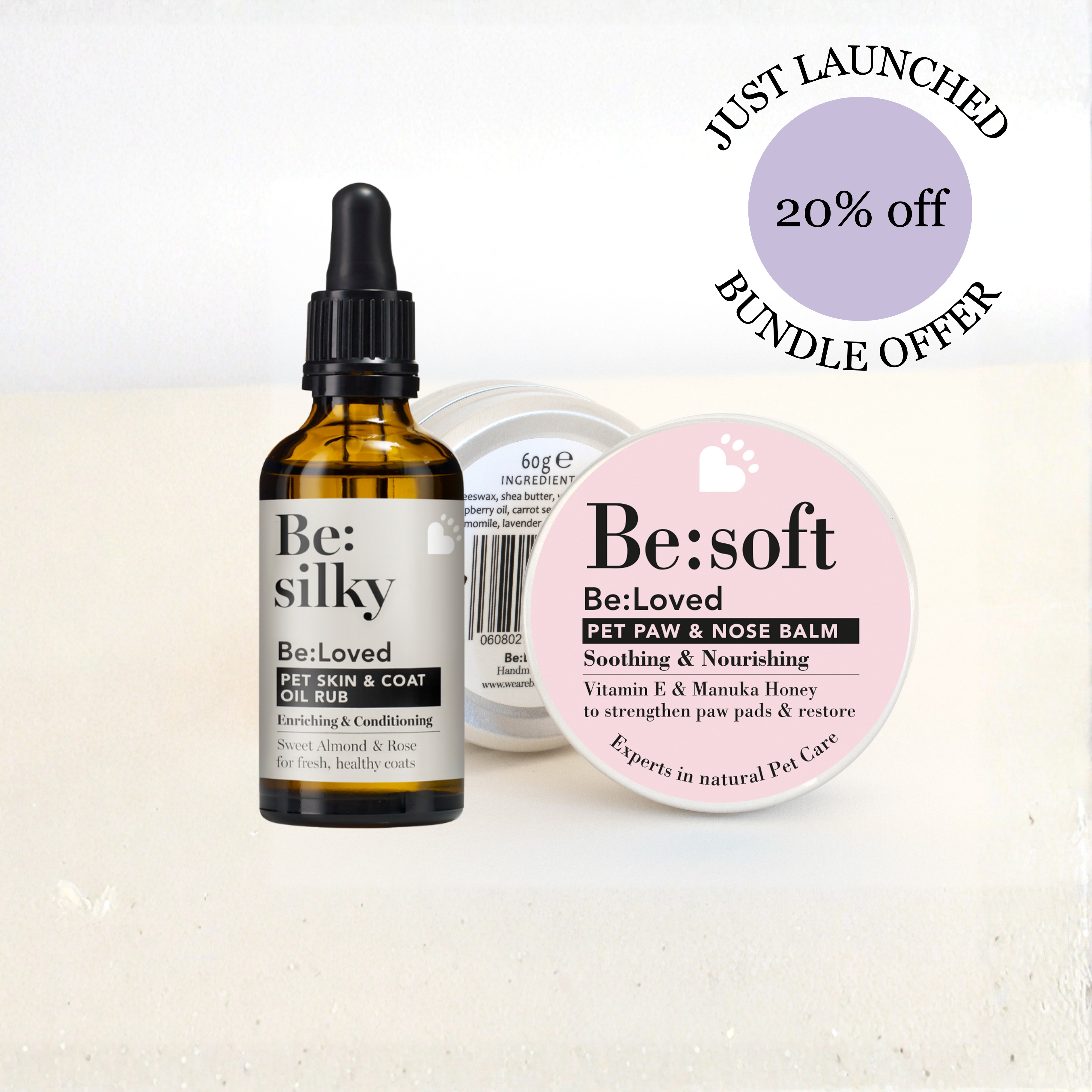 The Be:Loved Nourish & Shine Gift Bundle - Be:Soft Dog Balm and Be:Silky Fur & Skin Oil