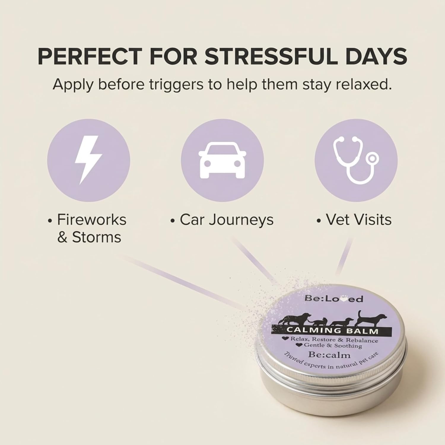 Be:Calm — Natural Calming Balm, Stress Support & Anxiety Relief for Dogs & Cats