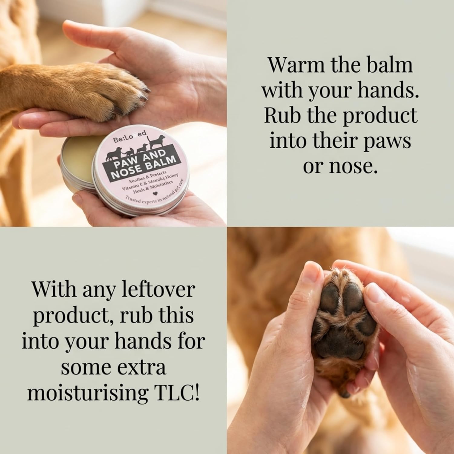 Be:Soft – Natural Dog Nose Balm & Dog Paw Balm - Moisturising & Soothing for cracked paws and noses