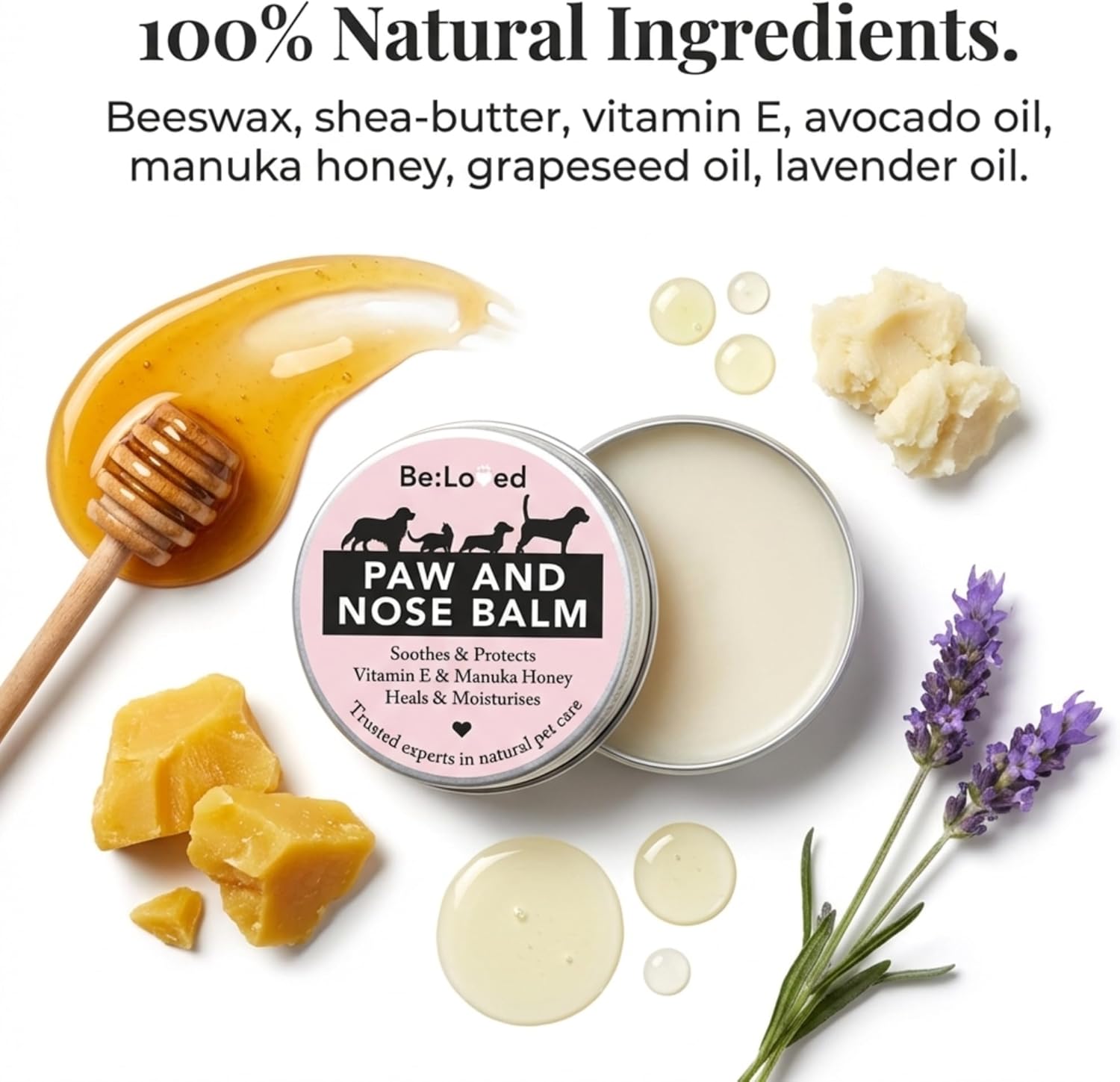 Be:Soft – Natural Dog Nose Balm & Dog Paw Balm - Moisturising & Soothing for cracked paws and noses