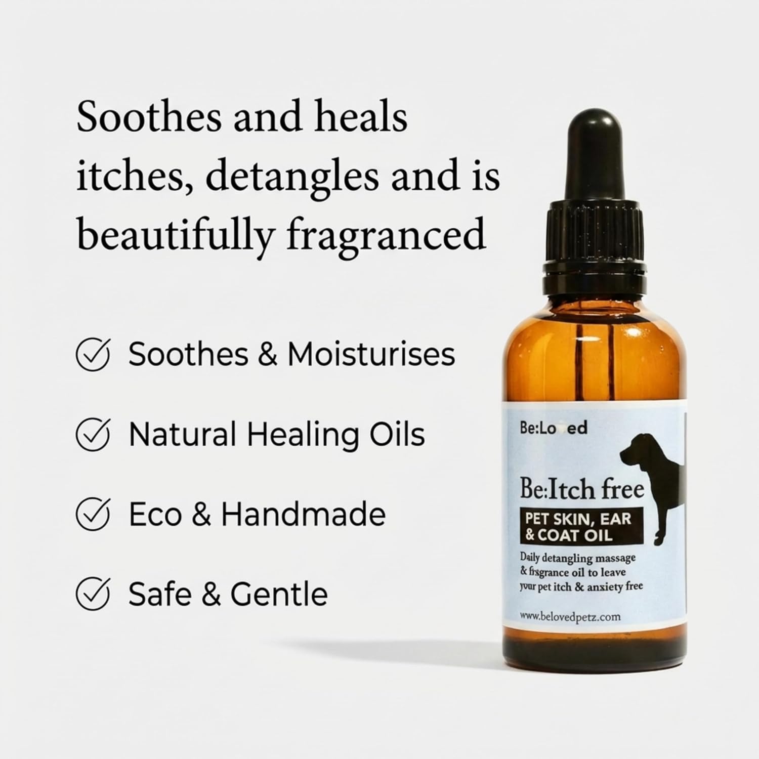 Be:Itch Free, Dog Coat And Skin Oil - Soothes and heals itches, detangles and is beautifully fragranced