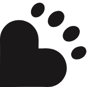 Heart shaped paw print from the Be:Loved logo.