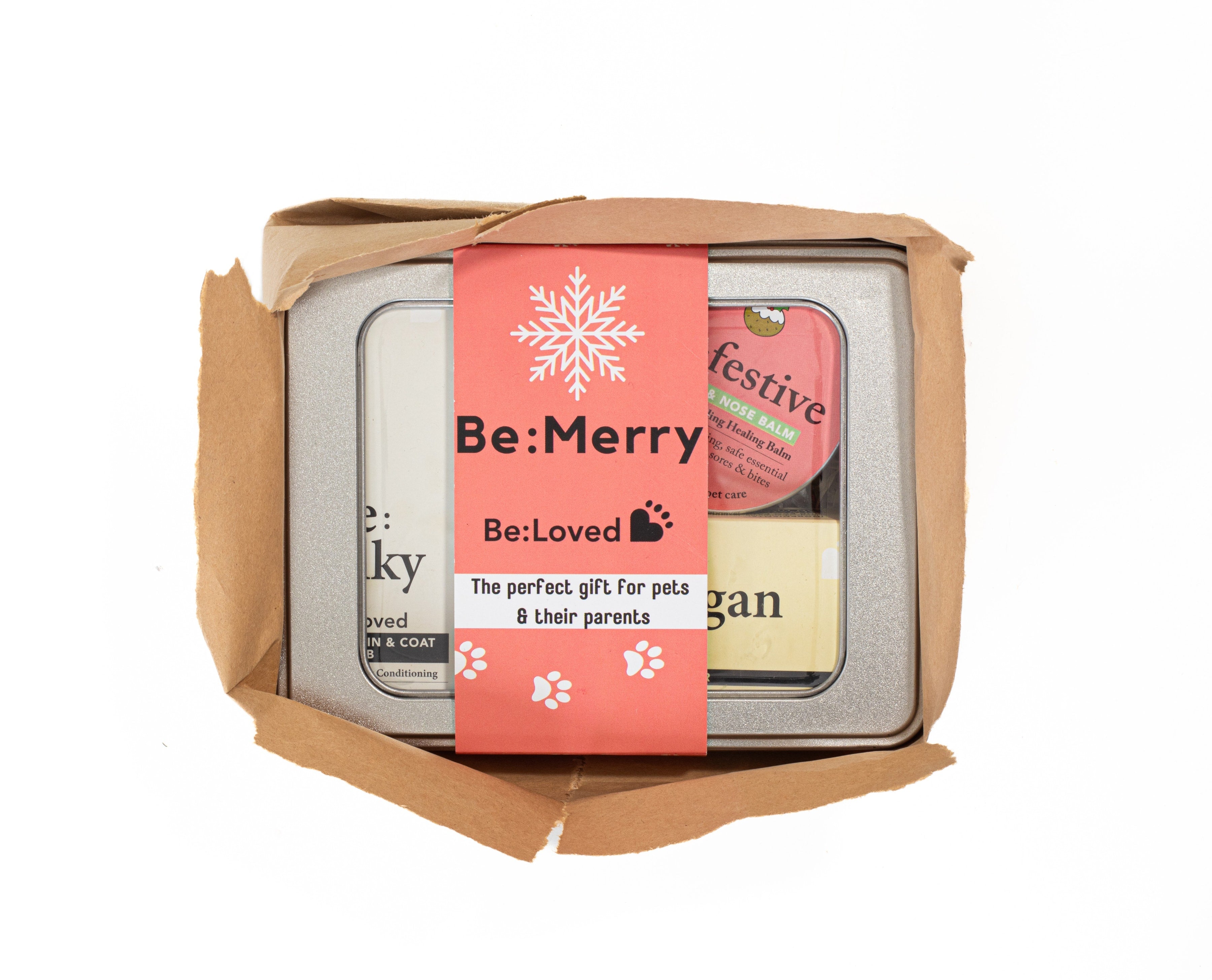 Be:Merry gift set in brown wrapping paper