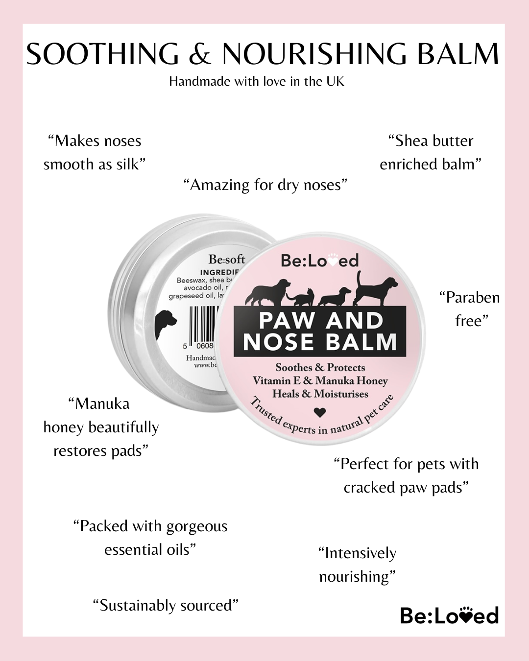 Be:Soft – Natural Dog Nose Balm & Dog Paw Balm - Moisturising & Soothing