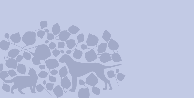 Deep purple dog, cat and leaf pattern on top of a lighter shade of purple.