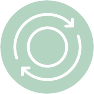 A circle with two arrows inside a green circle background.