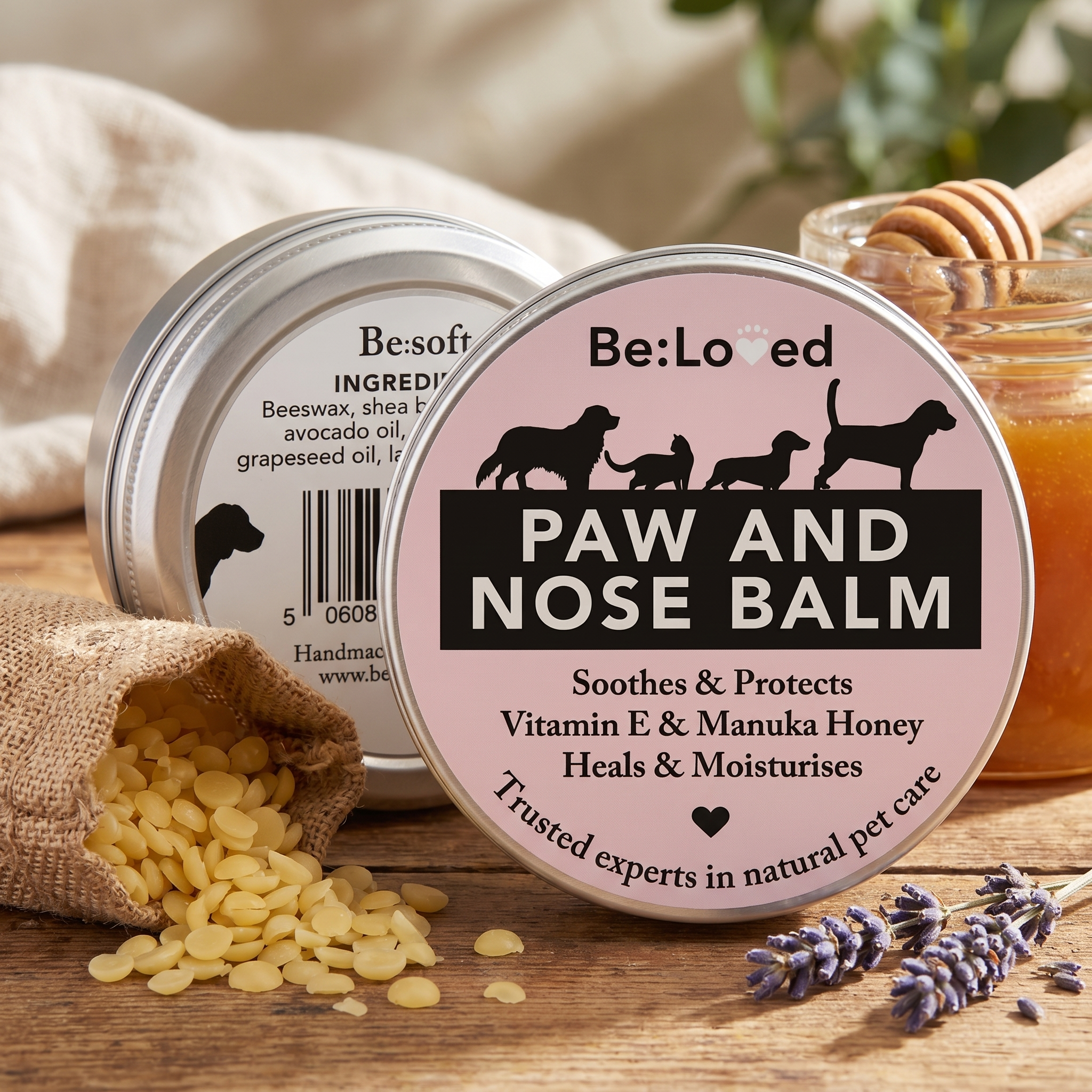 Be:Soft – Natural Dog Nose Balm & Dog Paw Balm - Moisturising & Soothing for cracked paws and noses